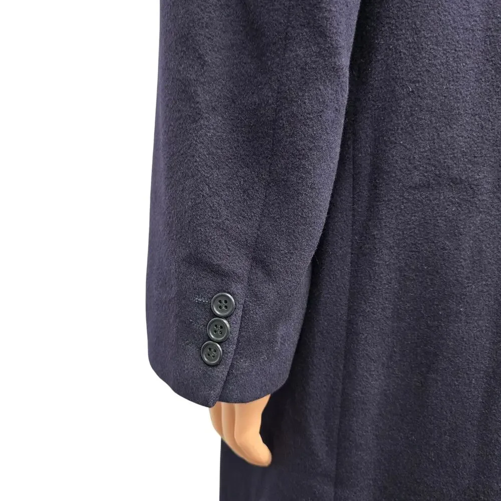 Vintage Beale & Inman London England 100% Cashmere Long Coat Men 44R Navy